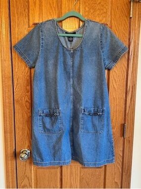 Girls' Casual Blue Denim Pocket Dress
